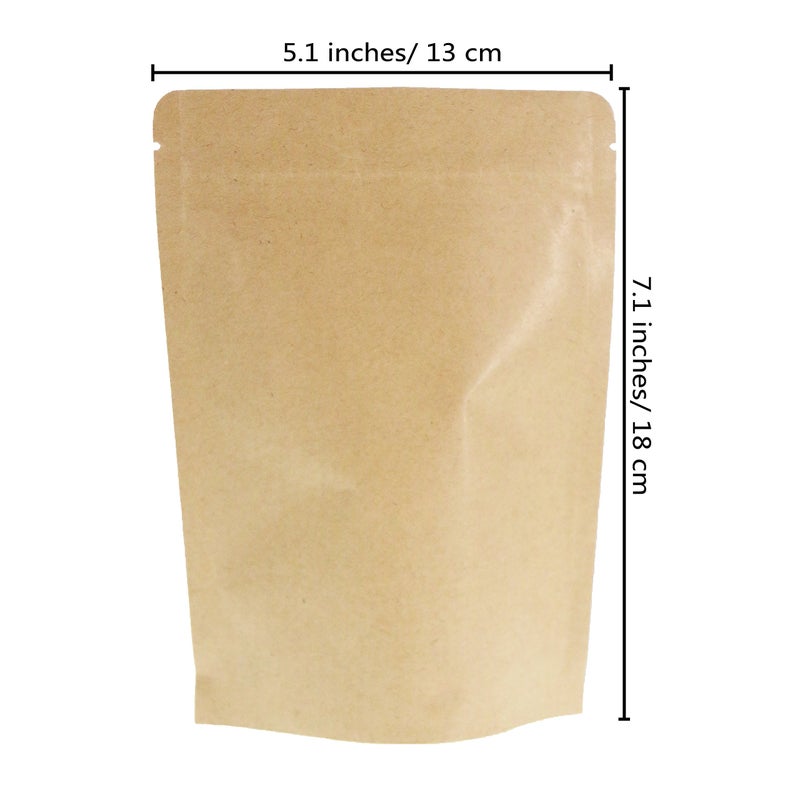 SumDirect Kraft Stand Up Pouches - 50 Pack 5x7 Inch Zipper Food Storage Reusable Bags with Foil Lined for Home or Business (Brown) - Image 3